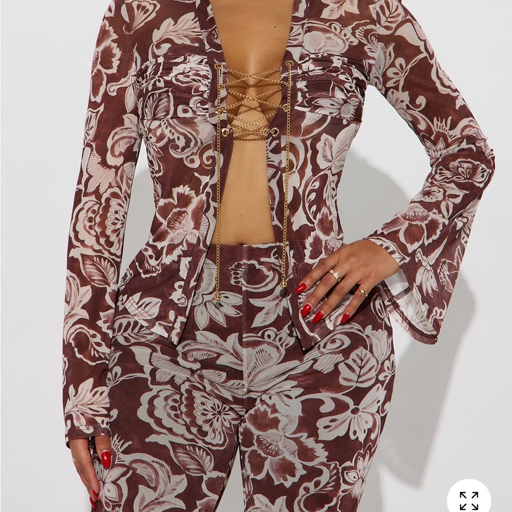 Fashion Nova Brown Floral Set